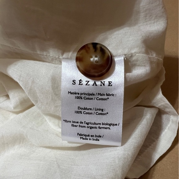 Sezane Hanna Skirt High Waist Midi Belted Button Front Cotton Cream Size 12 (44) - Picture 11 of 14